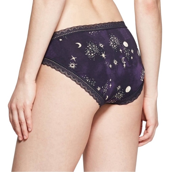 Auden | Navy Celestial Women’s Cotton Bikini with Lace Trim Underwear - Picture 3 of 7